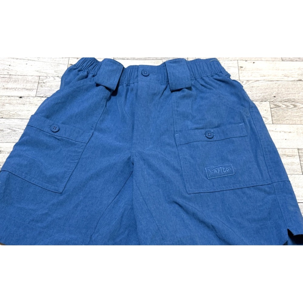 AFTCO The Original Fishing Shorts Long Mens 28 Heathered Textured Blue 8" Inseam